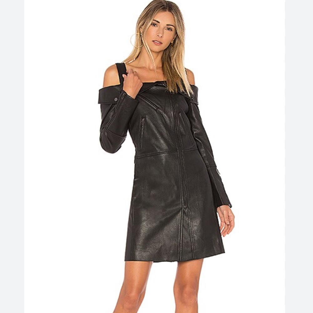 BCBGMaxAzria Alta Black Faxu Leather Mini NWT